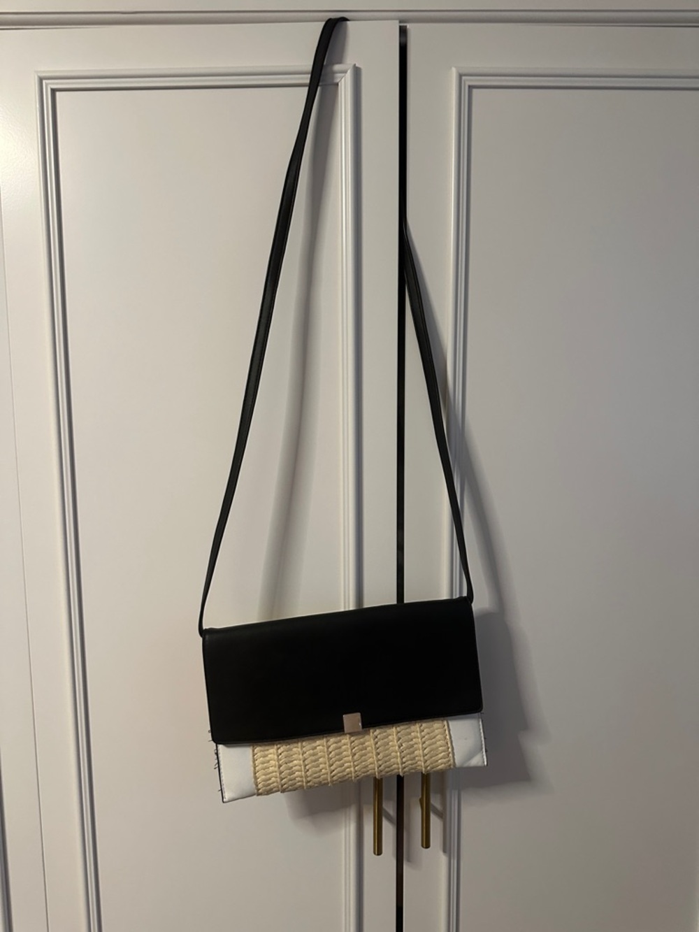 a new day Black, White & Natural Woven Flap Crossbody